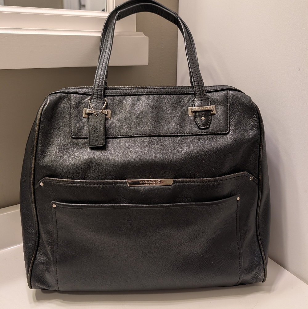 🖤EUC Coach Taylor Bette Genuine Smooth Leather Shoulder Satchel Bag, Black, LG - Picture 4 of 16